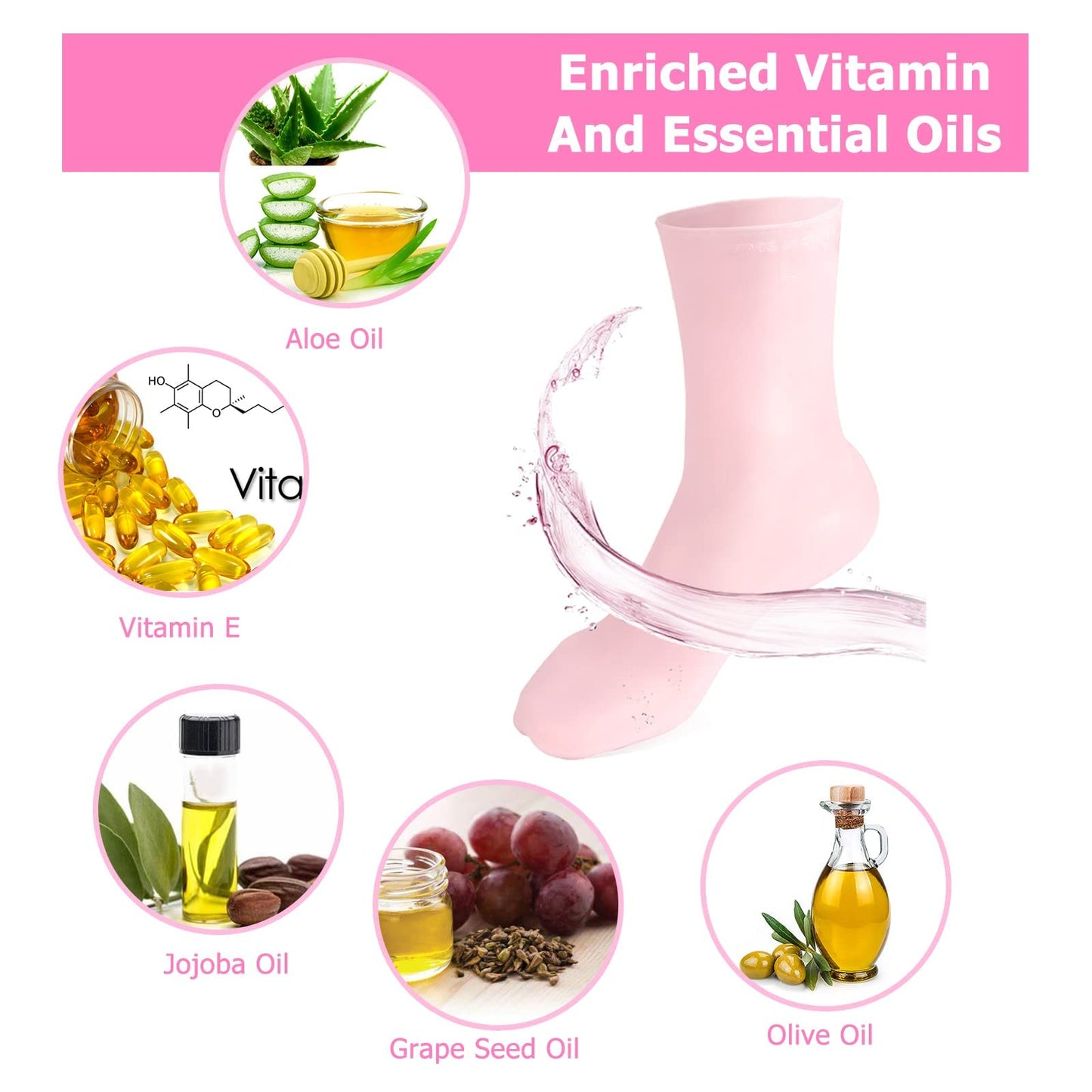 Moisturizing Socks, Long Silicone Socks, Aloe Socks, Soft Gel Socks, Women Foot Spa Pedicure Socks for Repairing Cracked Heel, Dry Feet, Softening Calluses, Rough Skin