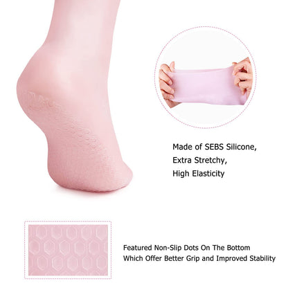 Moisturizing Socks, Long Silicone Socks, Aloe Socks, Soft Gel Socks, Women Foot Spa Pedicure Socks for Repairing Cracked Heel, Dry Feet, Softening Calluses, Rough Skin