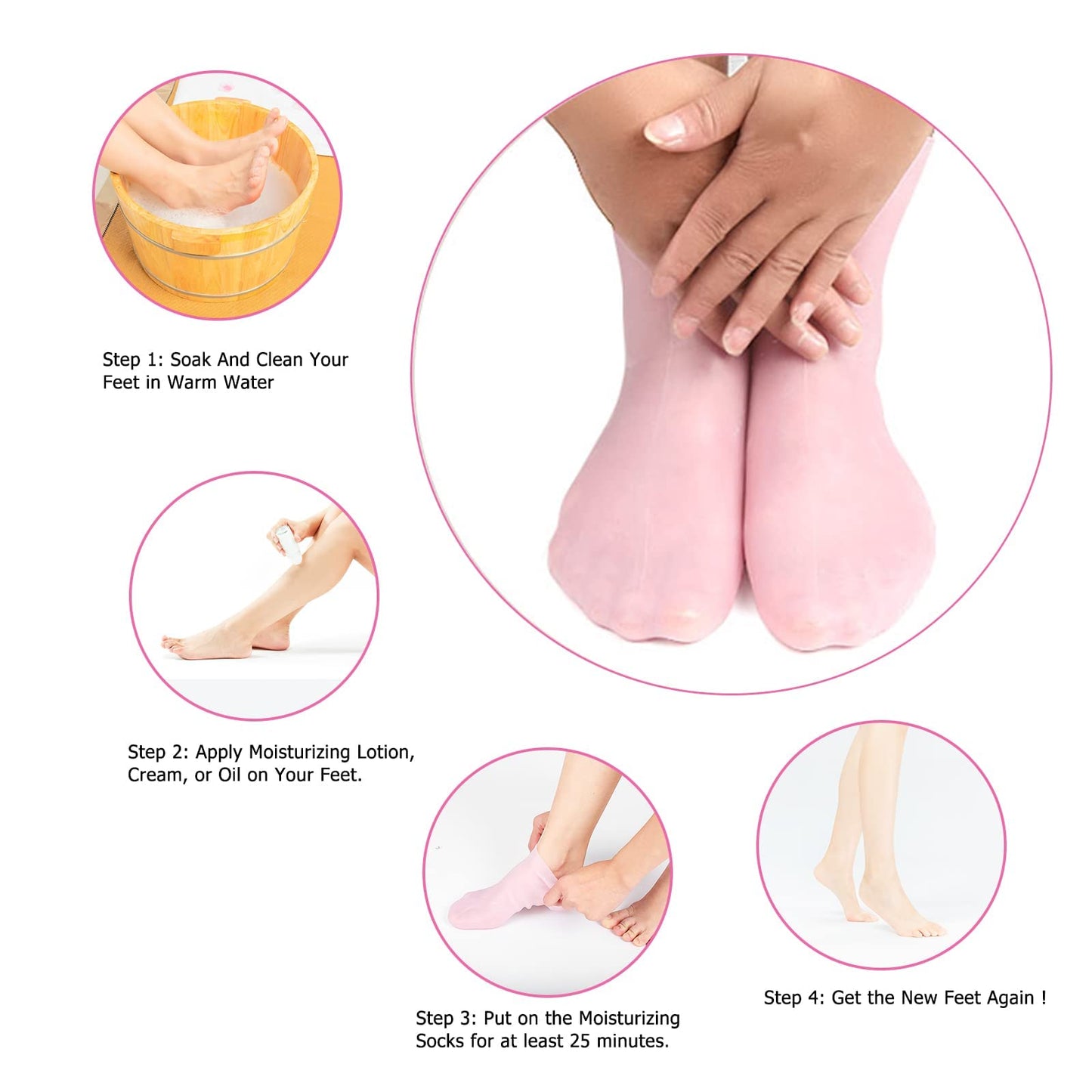Moisturizing Socks, Long Silicone Socks, Aloe Socks, Soft Gel Socks, Women Foot Spa Pedicure Socks for Repairing Cracked Heel, Dry Feet, Softening Calluses, Rough Skin
