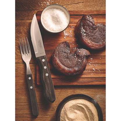 Tramontina Since 1911 Made In Brazil Tramontina 4-Piece Jumbo Barbecue Flatware Set With Stainless-Steel Blades And Brown Polywood Handles