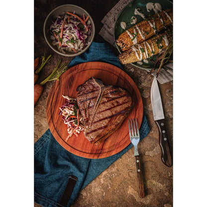 Tramontina Since 1911 Made In Brazil Tramontina 4-Piece Jumbo Barbecue Flatware Set With Stainless-Steel Blades And Brown Polywood Handles