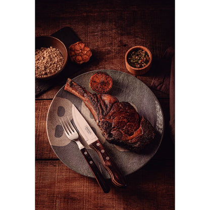 Tramontina Since 1911 Made In Brazil Tramontina 4-Piece Jumbo Barbecue Flatware Set With Stainless-Steel Blades And Brown Polywood Handles