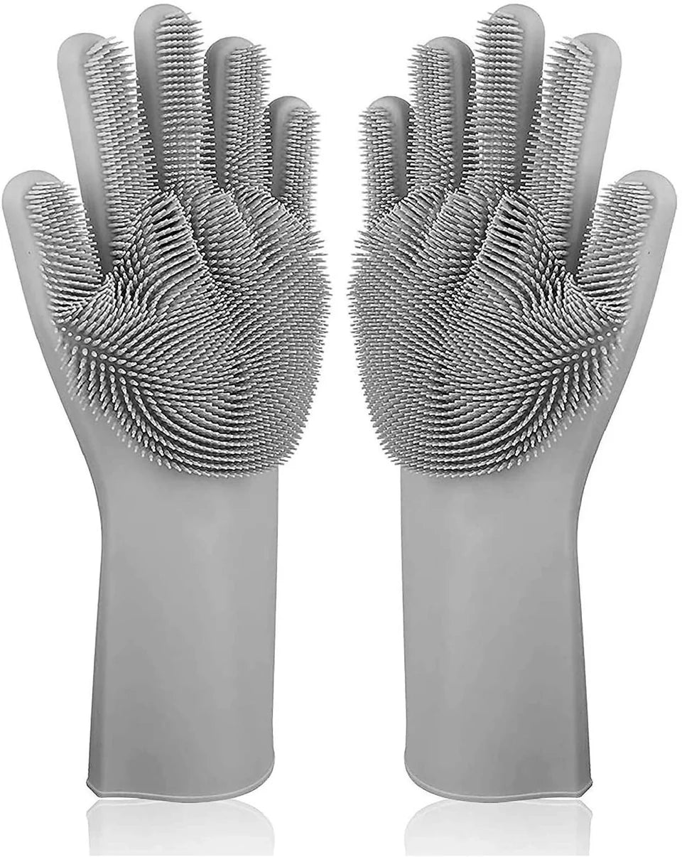 1 Pair Dishwashing Cleaning Gloves Magic Silicone Rubber Dish Pet Washing Glove for Household Scrubber Kitchen Clean Tool Scrub