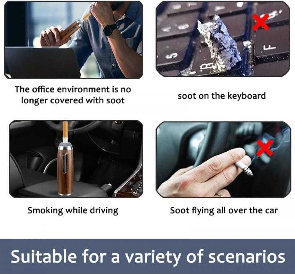 Portable Ashtray, Ash Catching Cigarette Holder, Windproof Fireproof Ash Tray Handheld Cigarettes Ash Catcher for Travel, Home, Office, Car