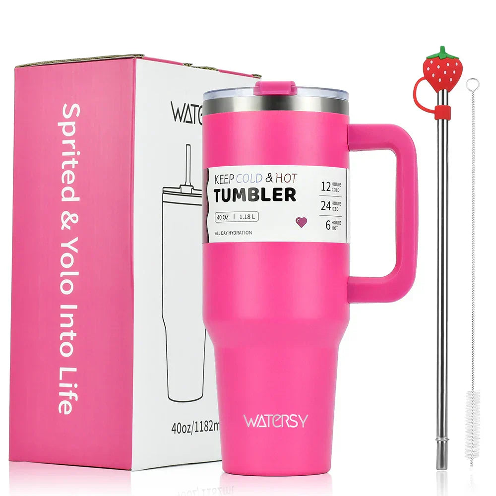 30oz / 40oz Stainless Steel Tumbler – Large Thermal Cup with Straw | Leak-Proof Vacuum Flask