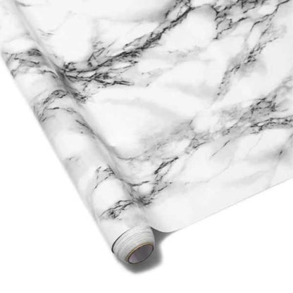 WHITE & BLACK Waterproof Heat Resistant Self Adhesive Anti Oil Kitchen Wallpaper Marble Sheet 60*200 for Kitchen