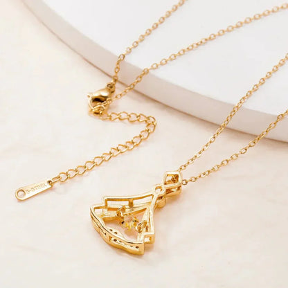 Gold plated fan necklace