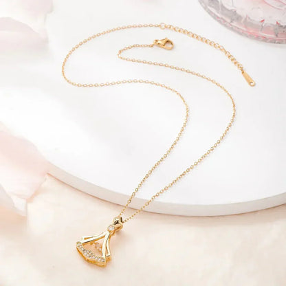 Gold plated fan necklace